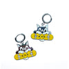 Stainless steel earrings with skater cat design