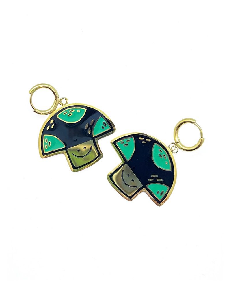 Stainless steel earrings with Smile Mushroom design