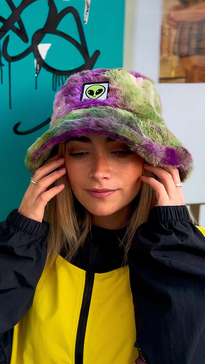 Tie dye fluffy alien hat