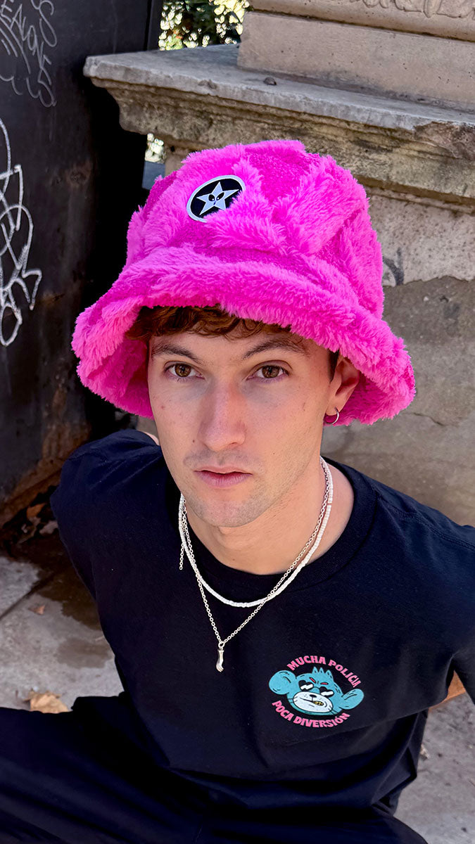 Fluffy Pink Star Hat