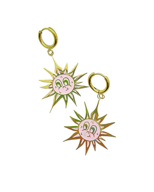 Pendientes de acero inoxidable con diseño Sun
