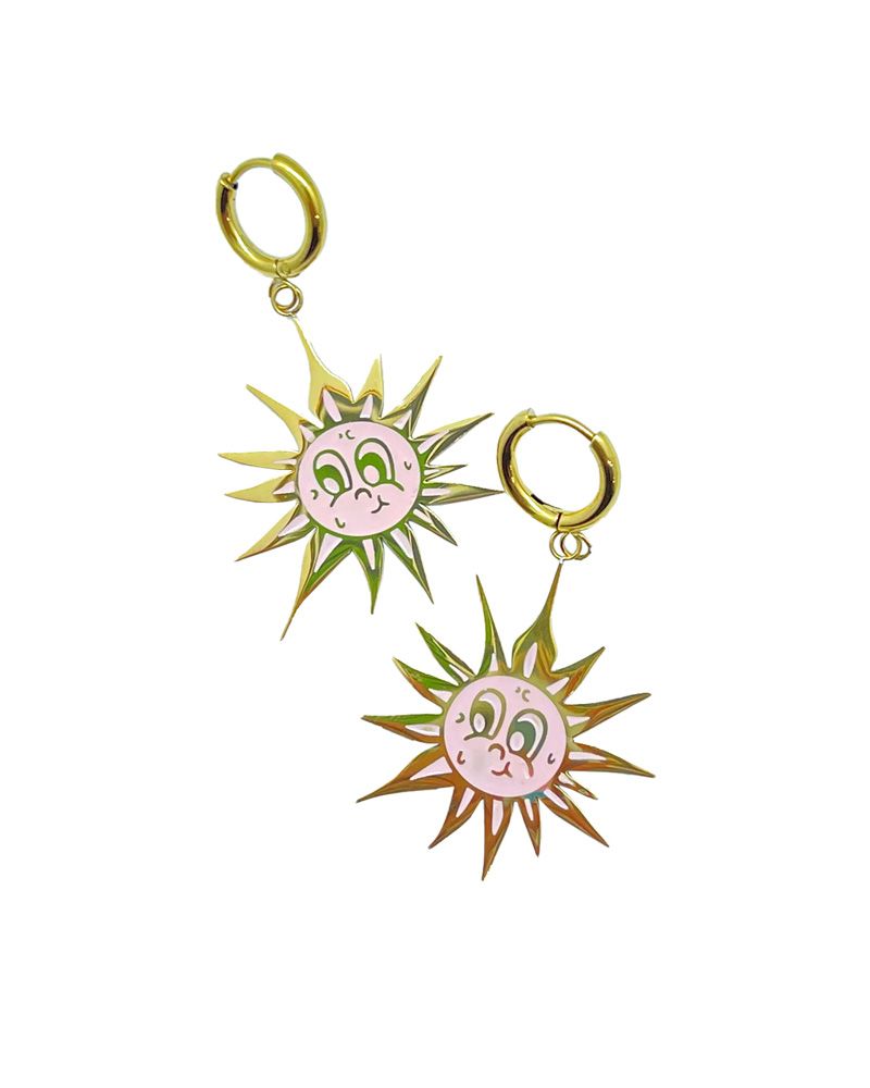 Stainless steel earrings with Sun design