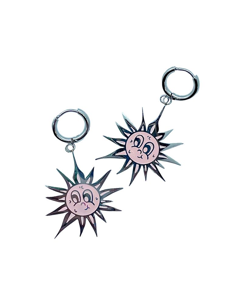 Stainless steel earrings with Sun design